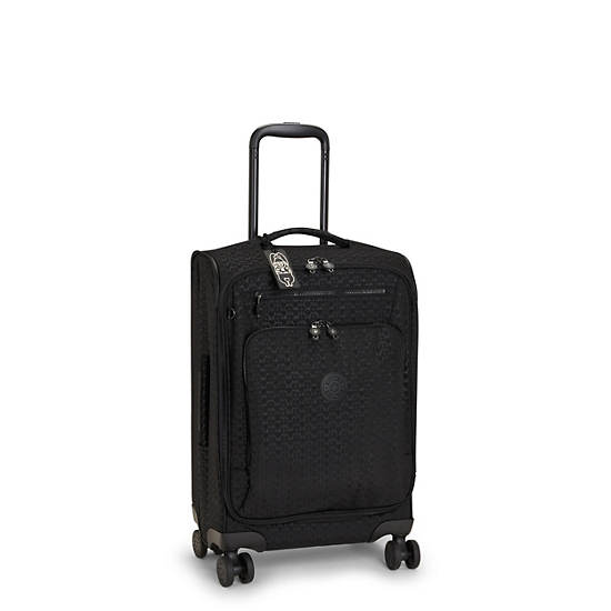 Kipling Youri Spin Small Printed 4 Wheeled Rolling Luggage Black | PQDUG2573